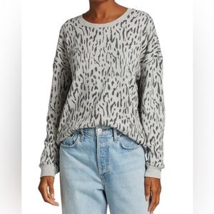 Rails Marlo Gray Abstract Cheetah Pullover Sweater Small